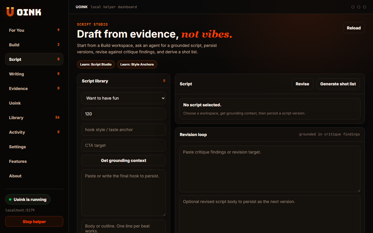 Script Studio showing script editor and source panel