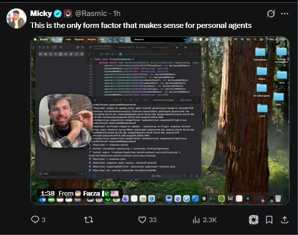 X post with a video about personal agents